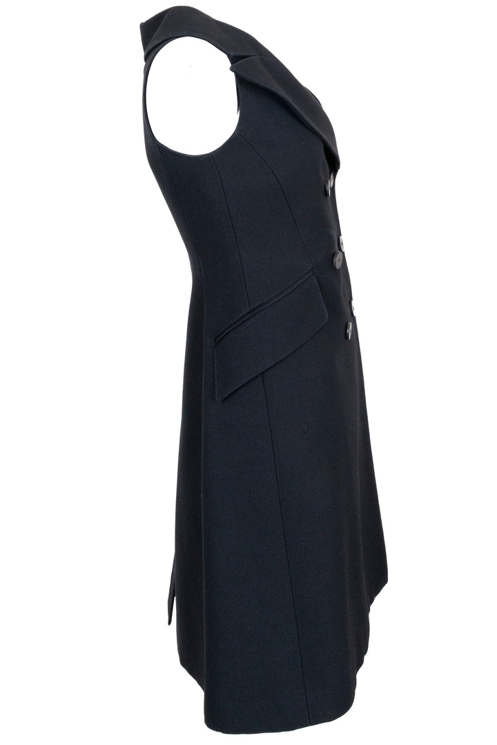 CHRISTIAN DIOR Sleeveless Bar Coat Silk Navy