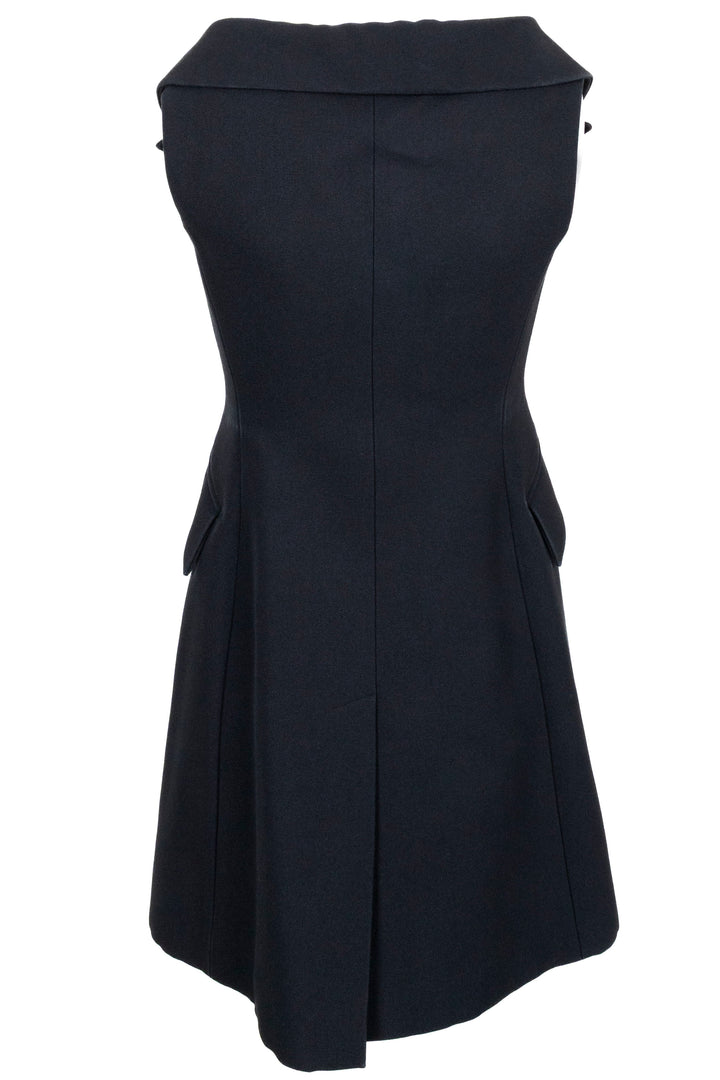 CHRISTIAN DIOR Sleeveless Bar Coat Silk Navy