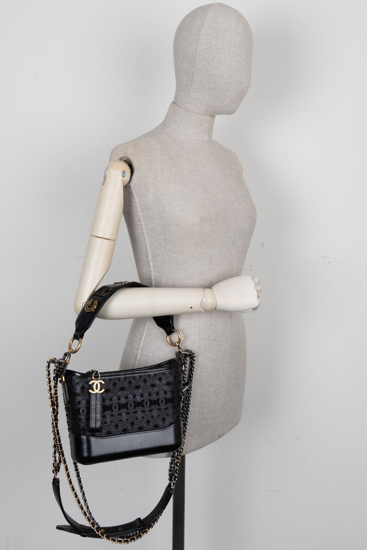 CHANEL 2019 Embroidered Small Gabrielle Black