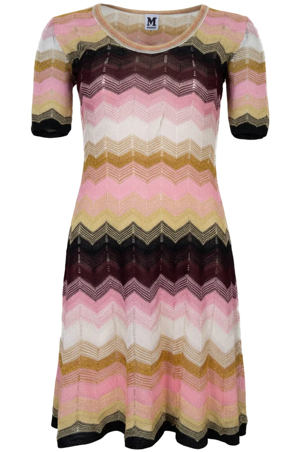 MISSONI Wave Print Short Sleeve Dress Multicolor
