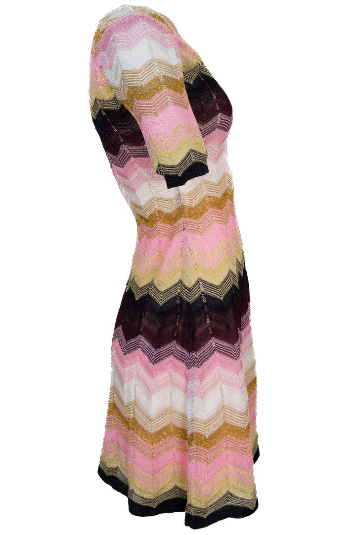 MISSONI Wave Print Short Sleeve Dress Multicolor