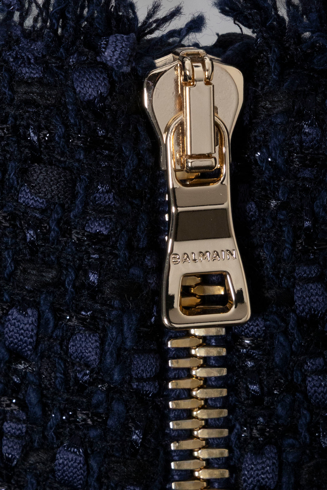 BALMAIN Signature Button Skirt Tweed Navy