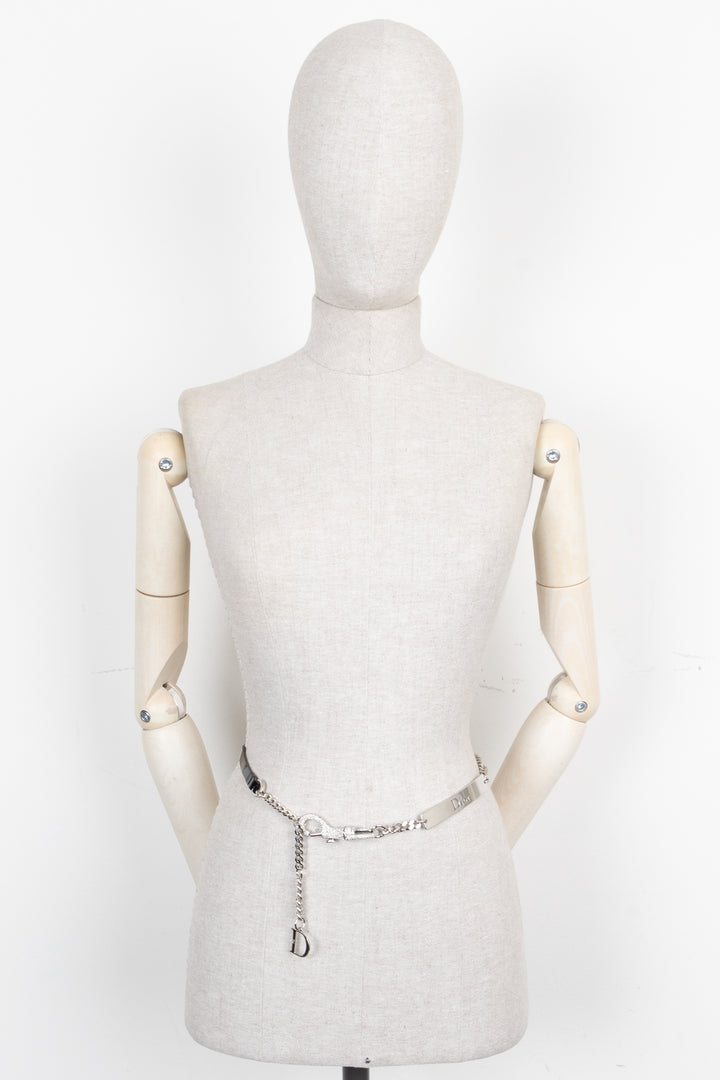 CHRISTIAN DIOR Strass Belt Patent Black