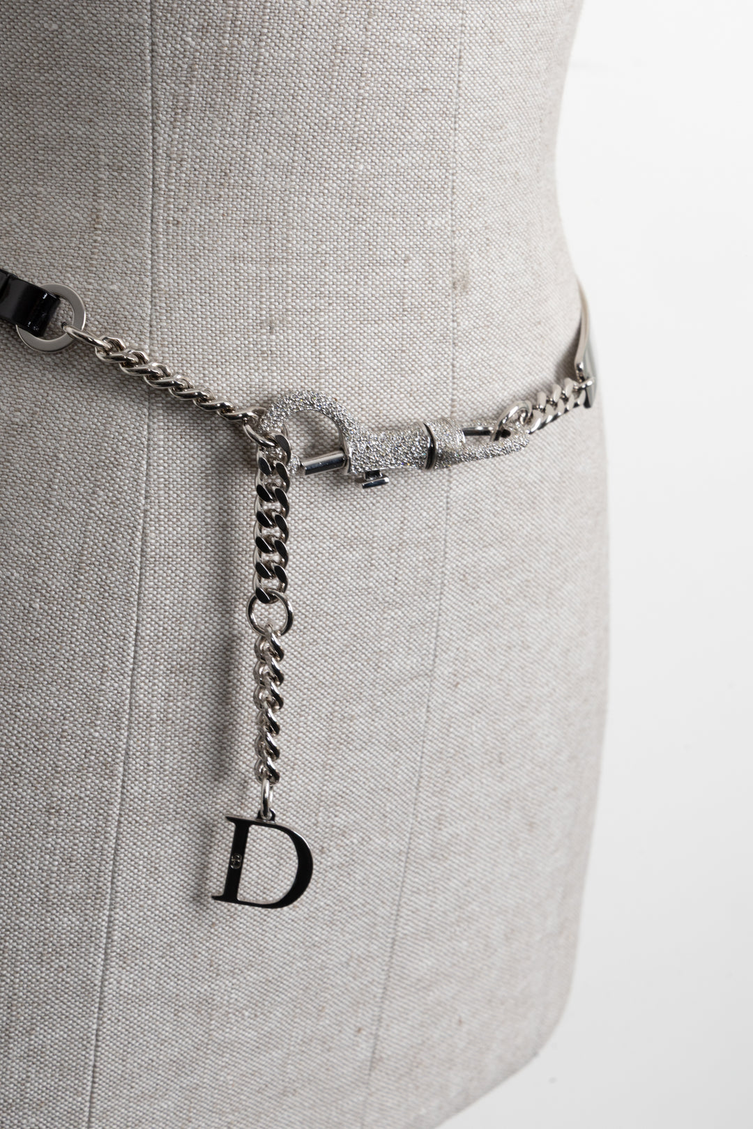 CHRISTIAN DIOR Strass Belt Patent Black