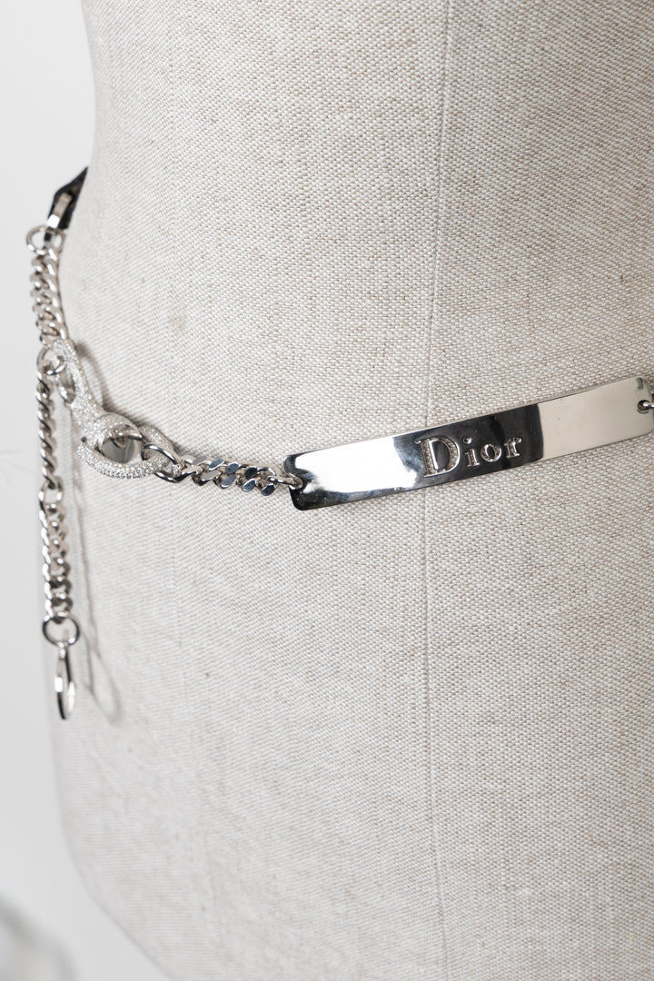 CHRISTIAN DIOR Strass Belt Patent Black