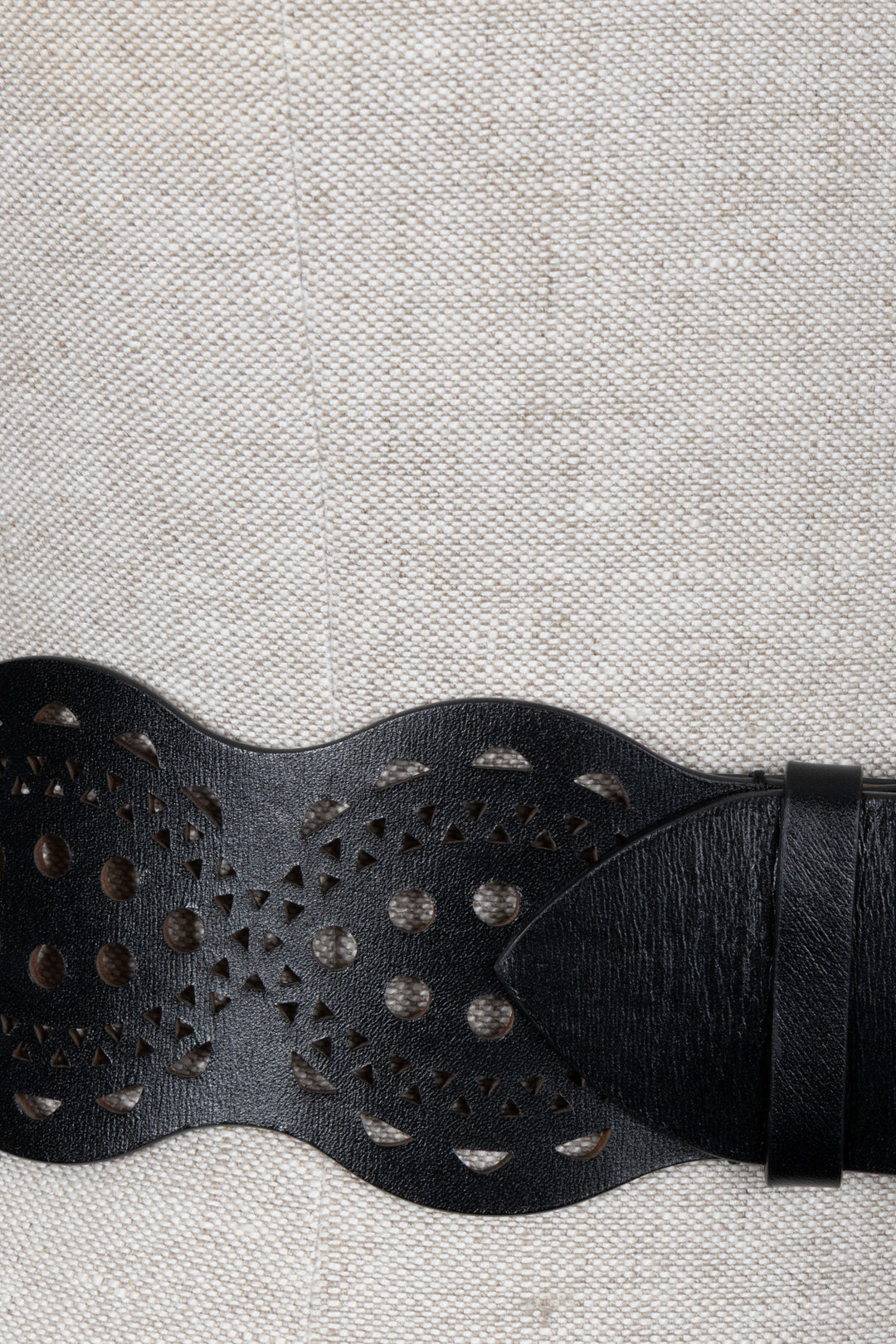 ALAÏA Laser Cut Waist Belt Leather Black