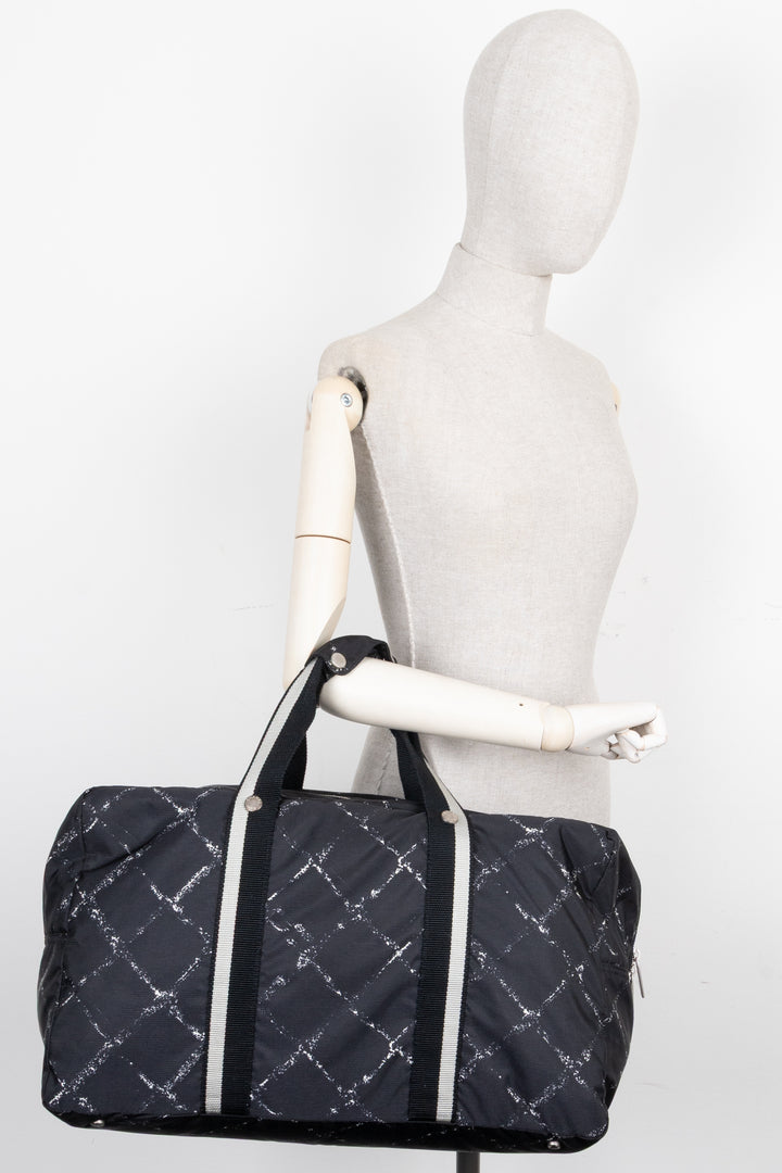 CHANEL Travel Line Tote Bag Nylon Black