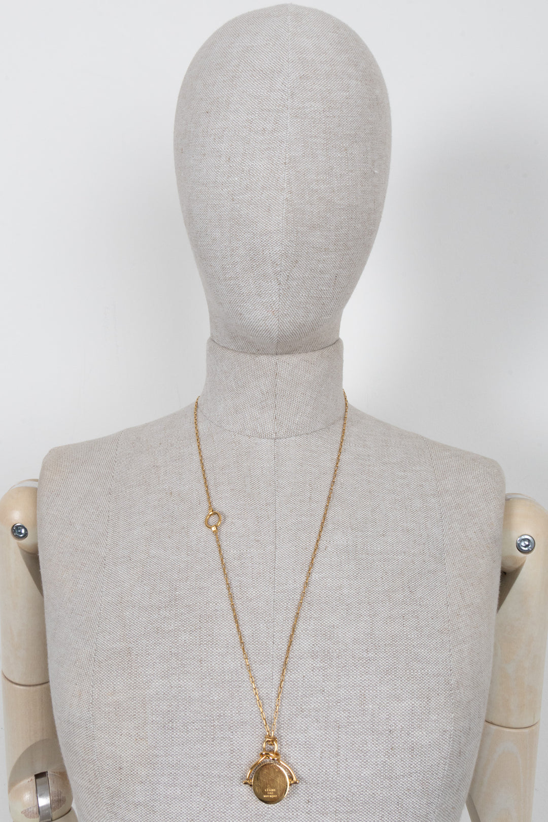 CELINE Knot Disc Pendant Necklace Glod