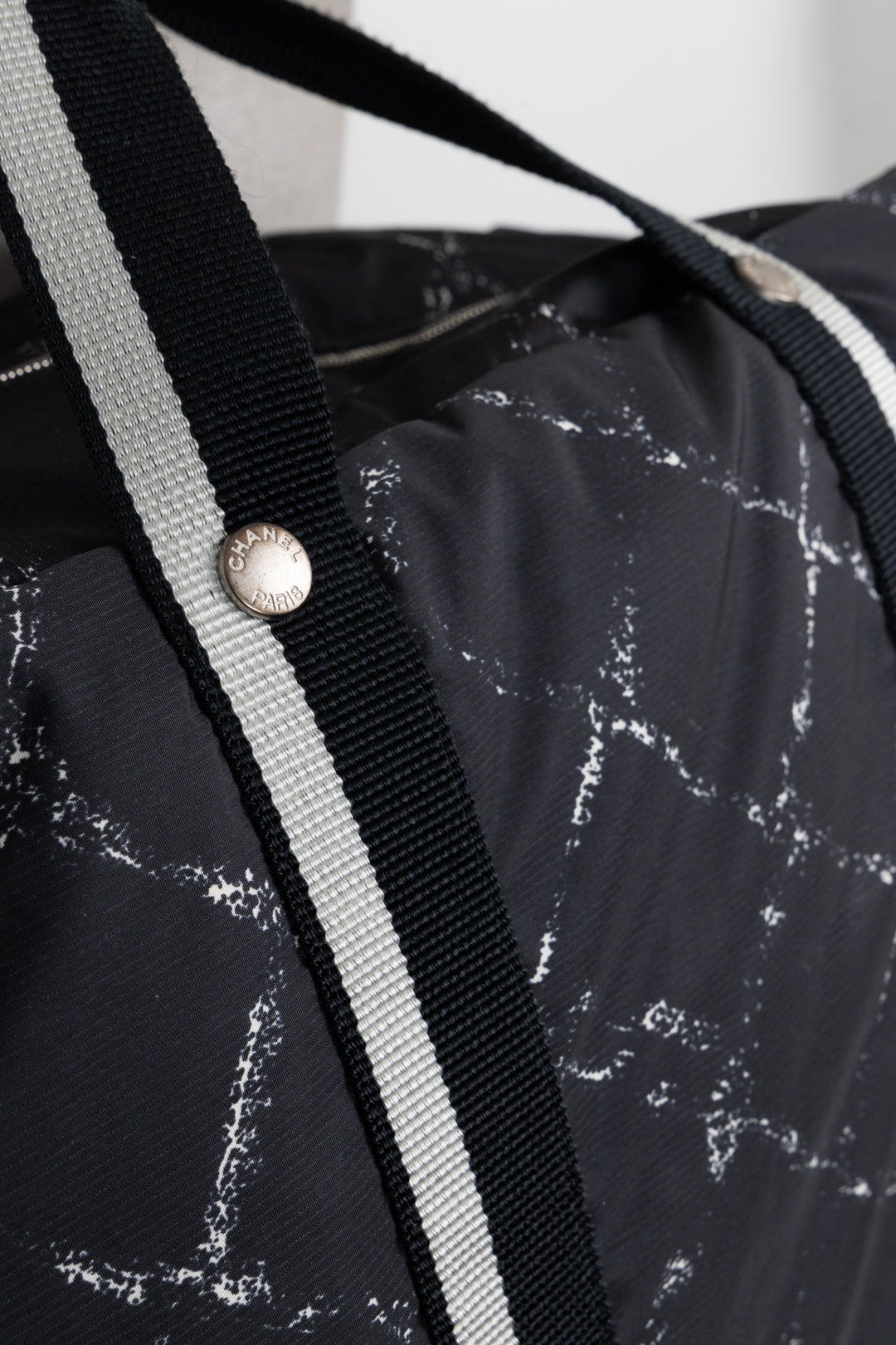 CHANEL Travel Line Tote Bag Nylon Black