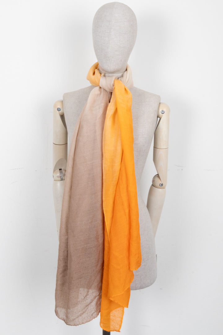HERMÈS Ombre Scarf Cashmere Silk Orange Beige