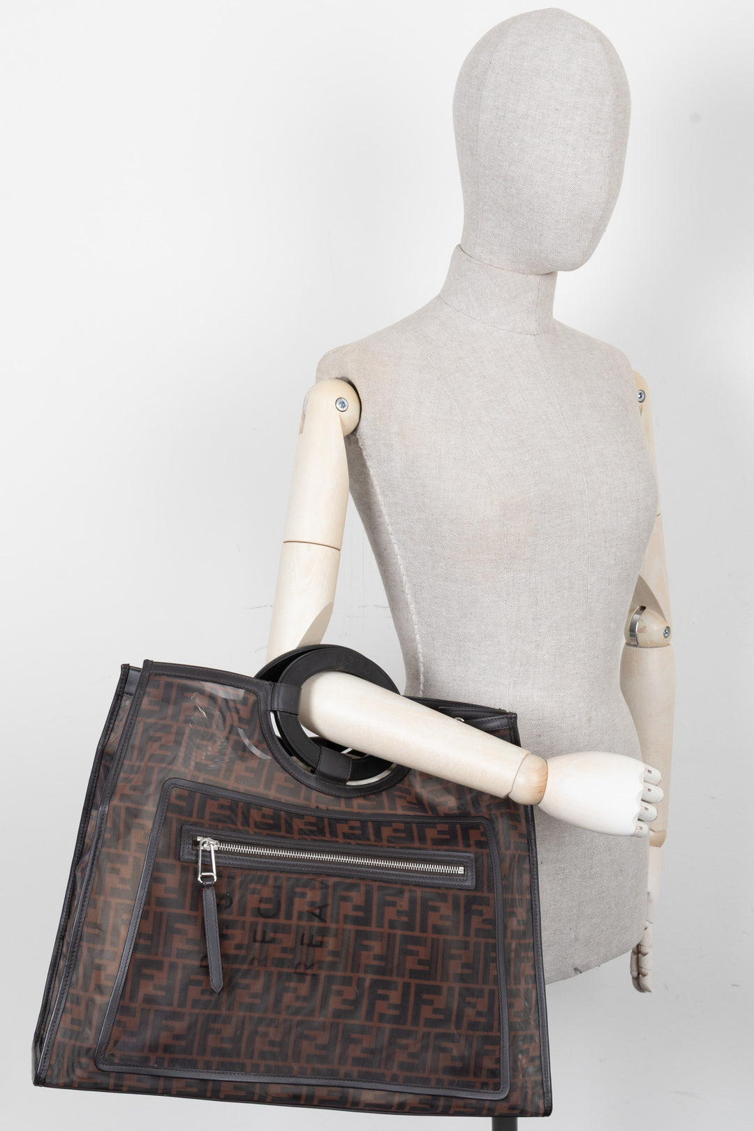 FENDI Runaway Shopping Tote Mesh Brown