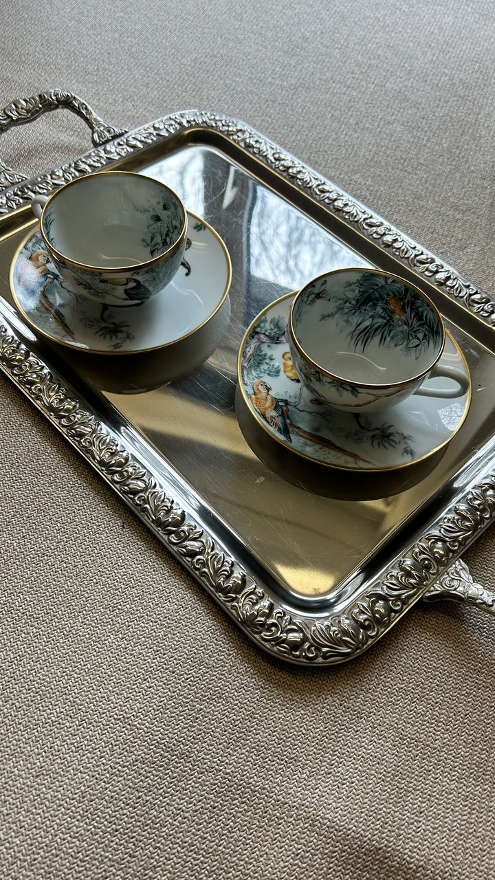 HERMÈS Carnets D'Equateur Tea Cup Saucer Set Procellain