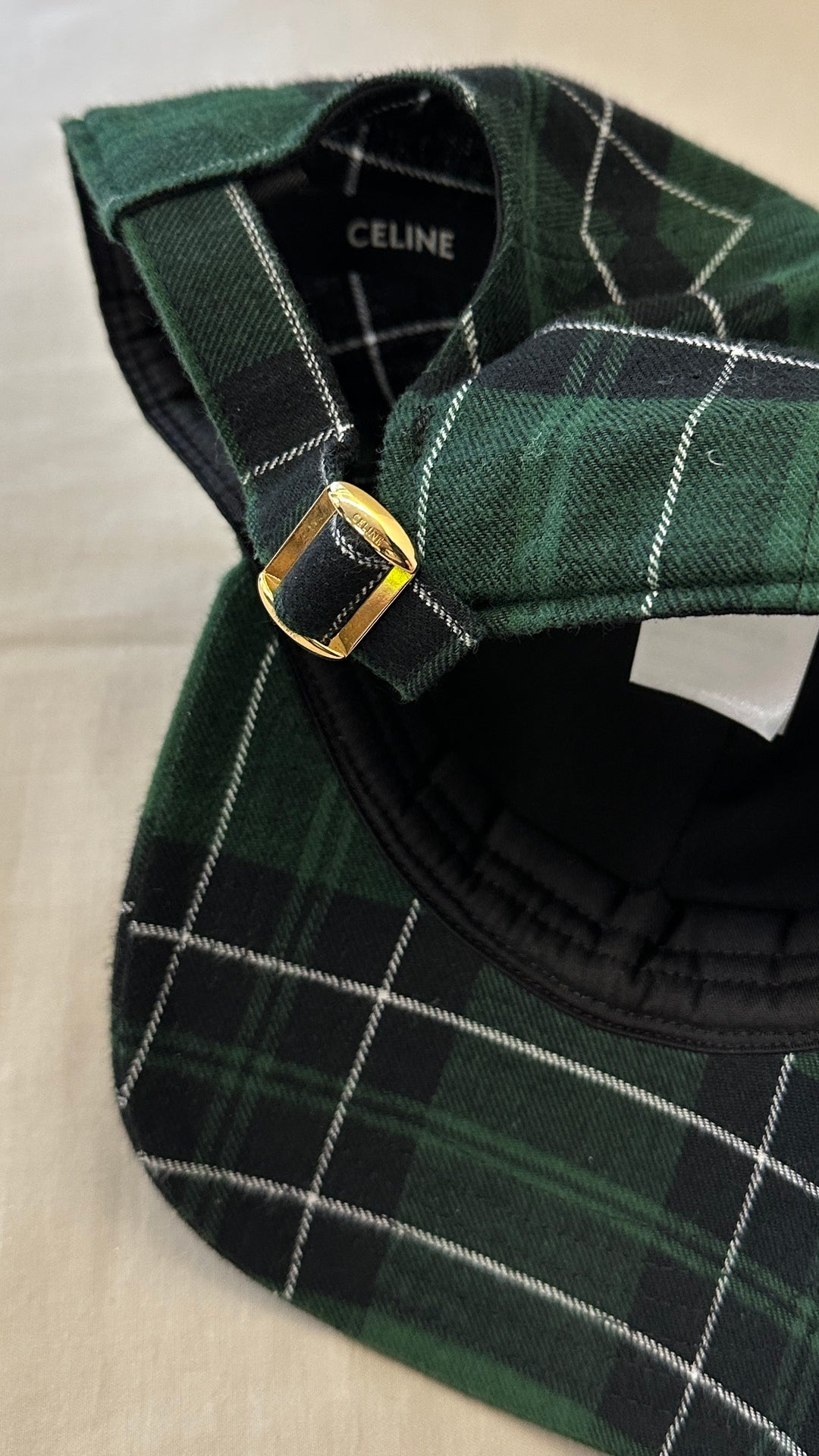 CELINE Triomphe Check Hat Wool Green