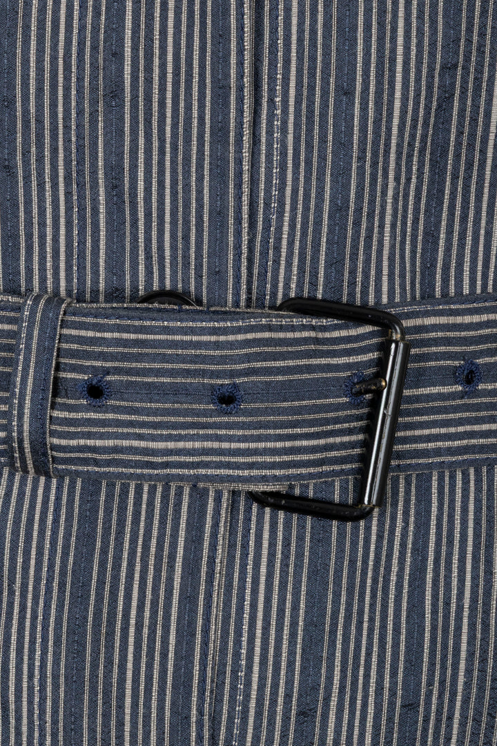 CHRISTIAN DIOR Belted Striped Shirt Dress Blue