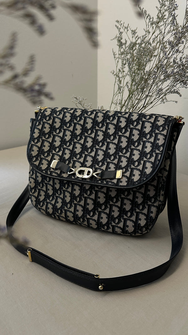 CHRISTIAN DIOR Vintage Oblique Bag Blue
