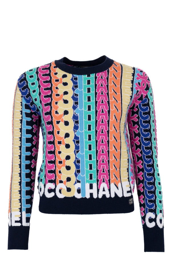 CHANEL 2021 Rainbow Logo Knit Multicolor