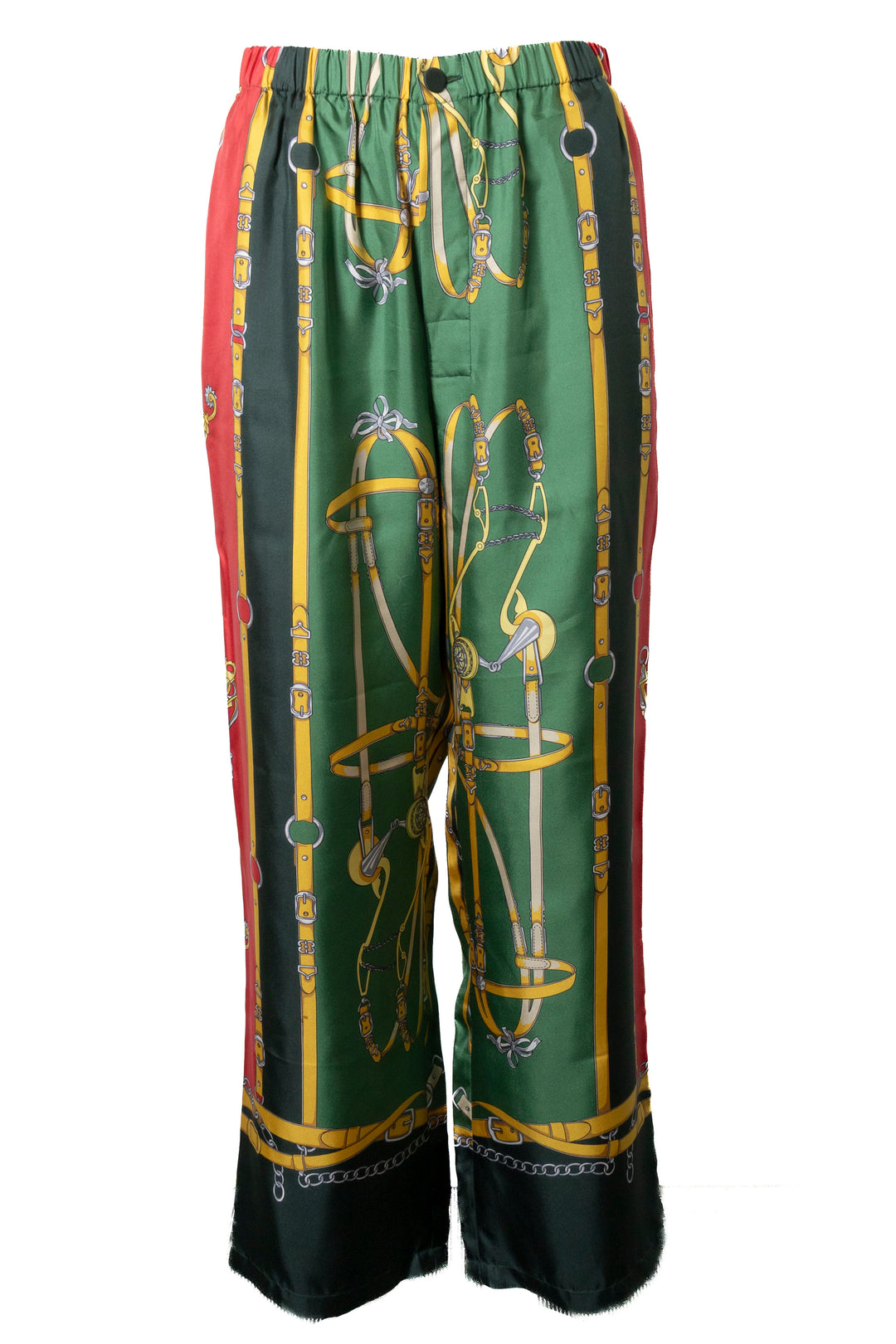 GUCCI Pantalon large imprimé en soie multicolore