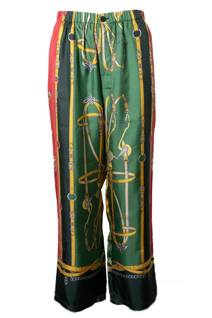 GUCCI Pantalon large imprimé en soie multicolore