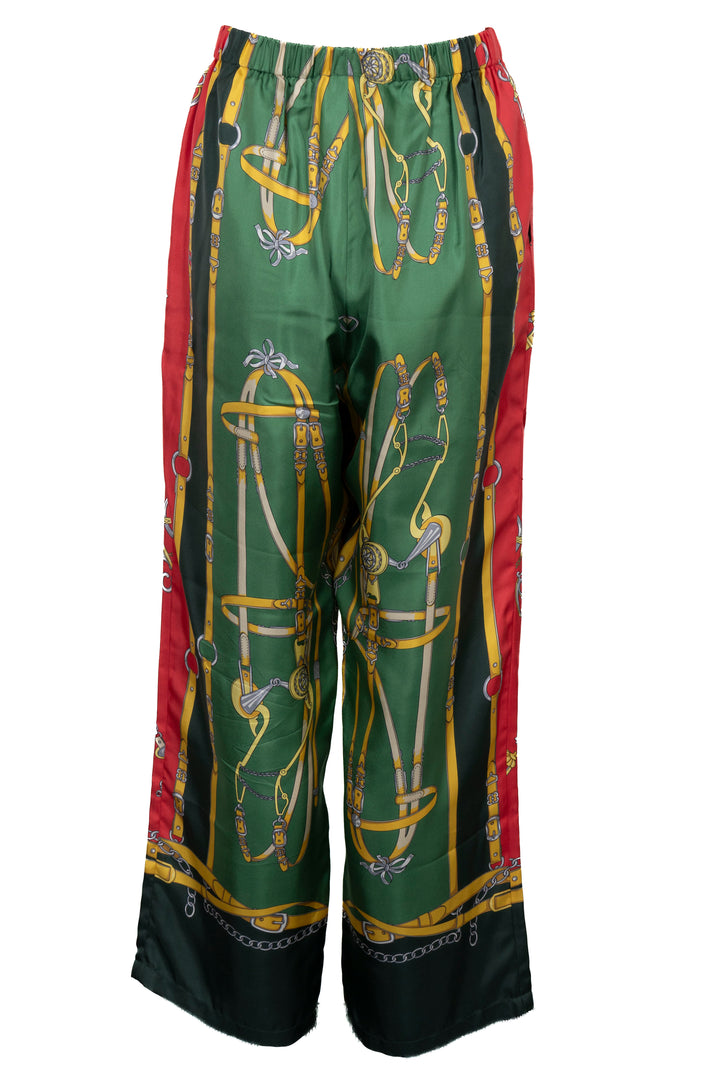 GUCCI Pantalon large imprimé en soie multicolore