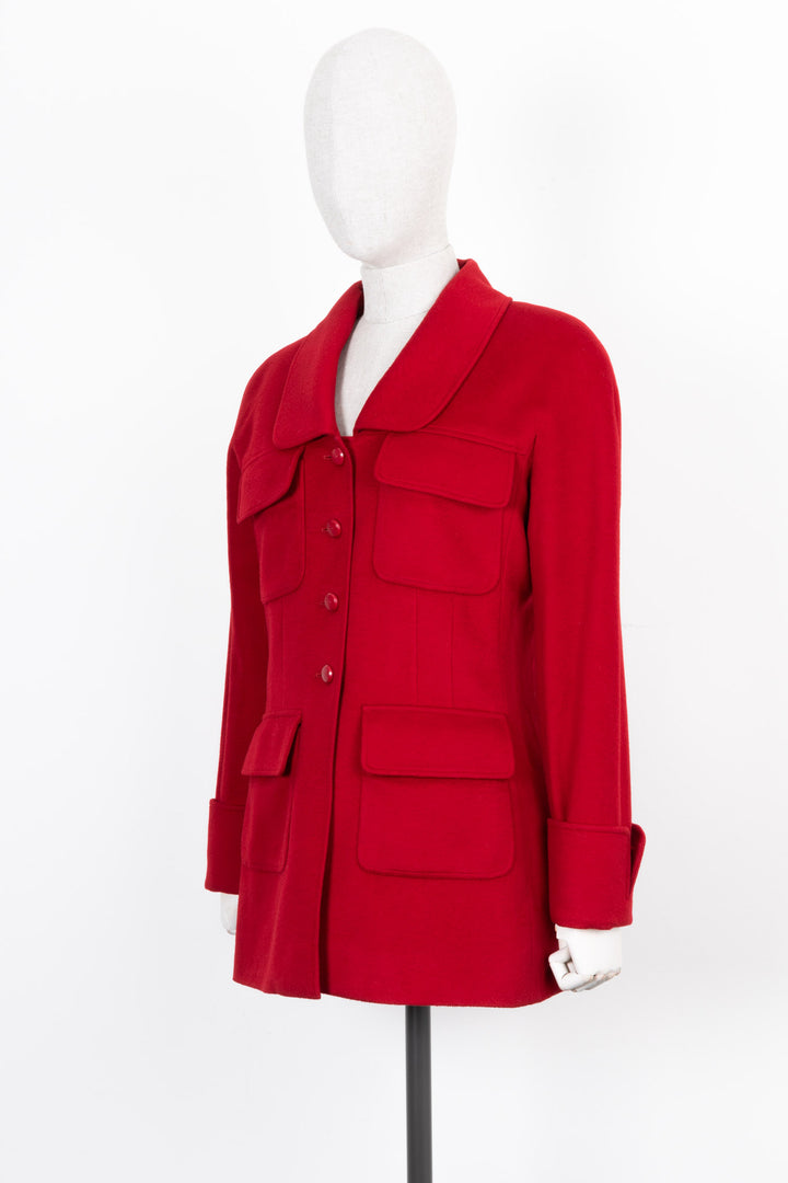 CHANEL Jacket Cashmere Red