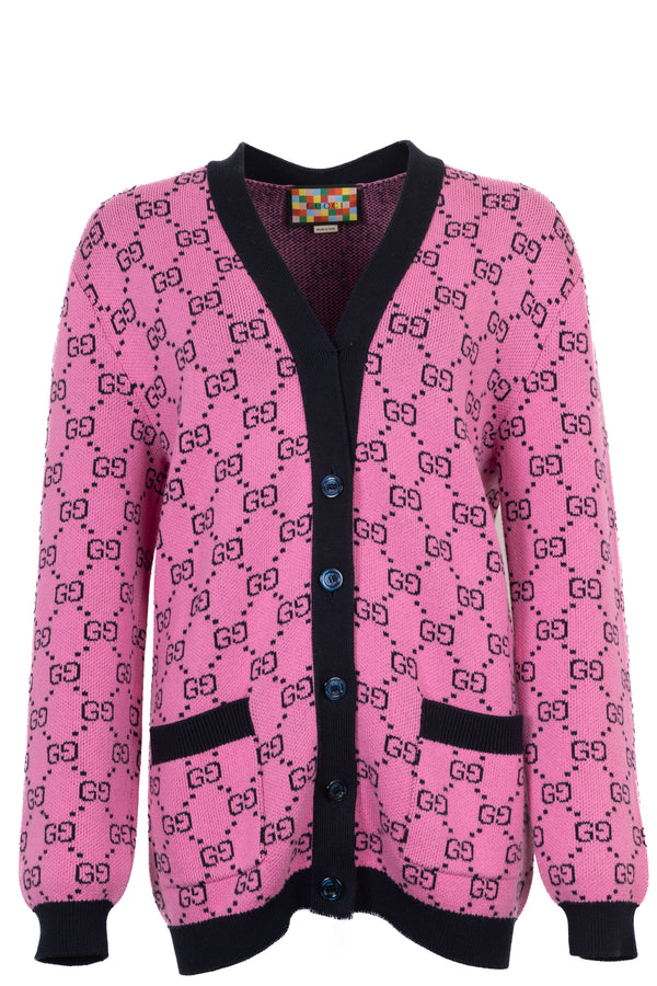 GUCCI GG Oversized Cardigan Pink Black
