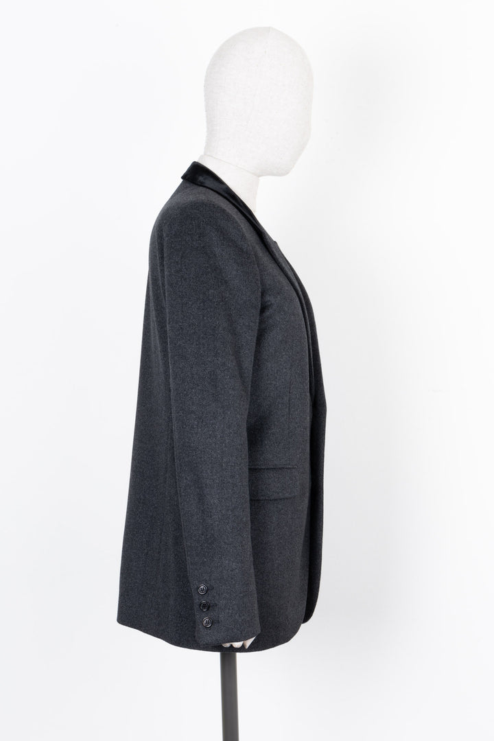 SAINT LAURENT Jacket Velvet Collar Cashmere Graphite