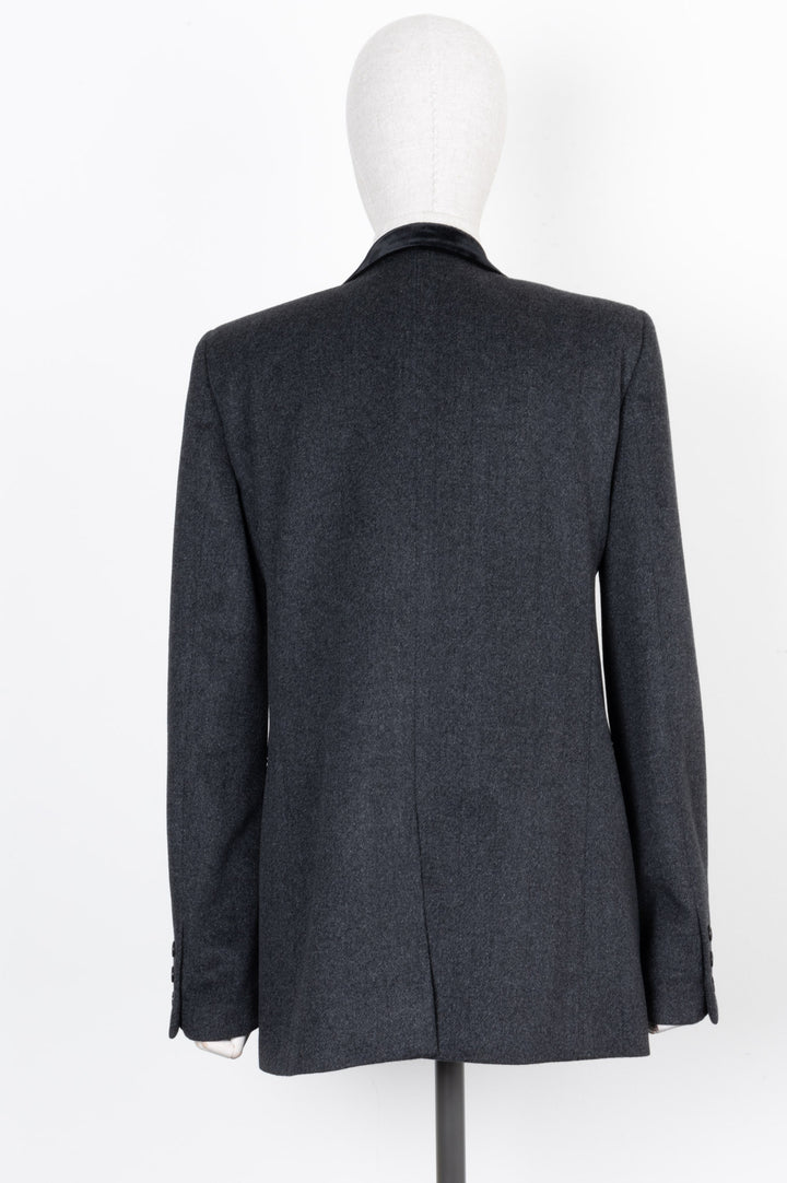 SAINT LAURENT Jacket Velvet Collar Cashmere Graphite