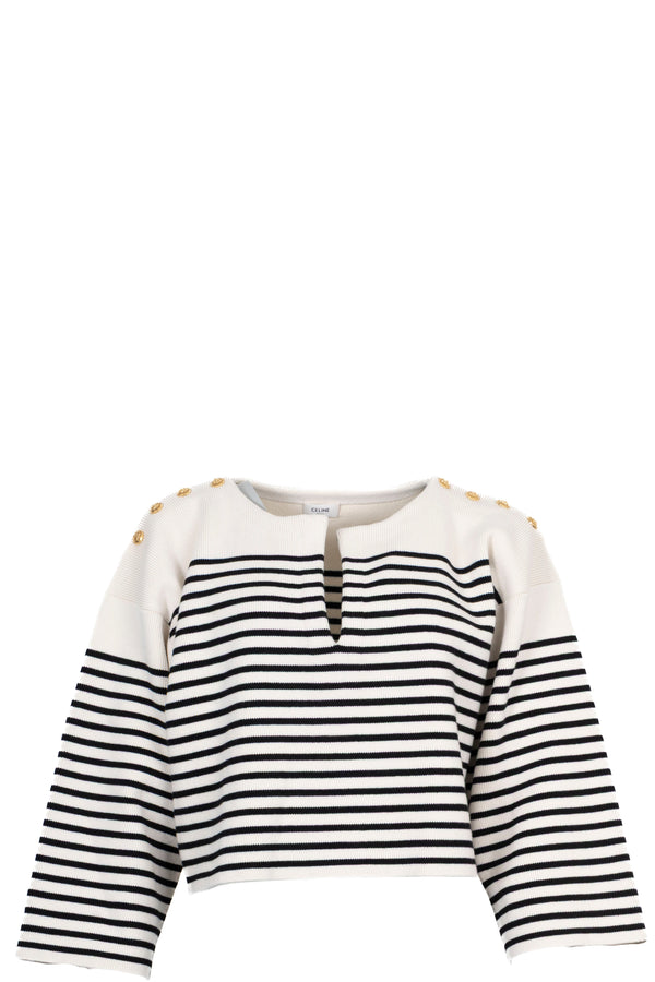 CELINE Pullover Striped Black Ivory