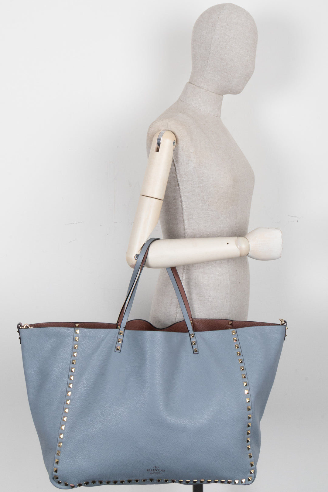 Sac Valentino Rockstud réversible rose-brun bleu