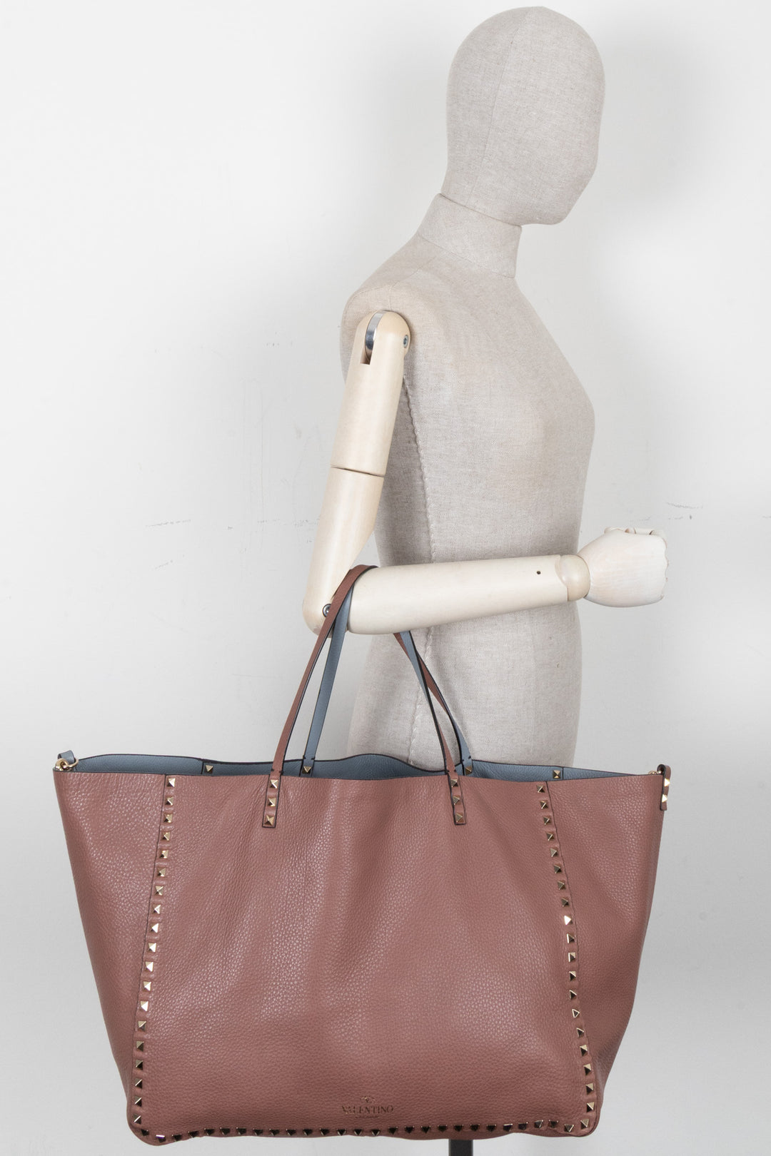 Sac Valentino Rockstud réversible rose-brun bleu