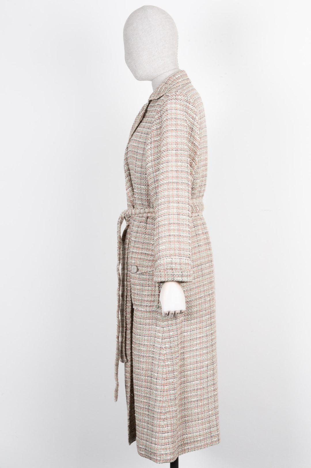 CHANEL Coat Tweed Cotton & Linen Beige, Red & Green