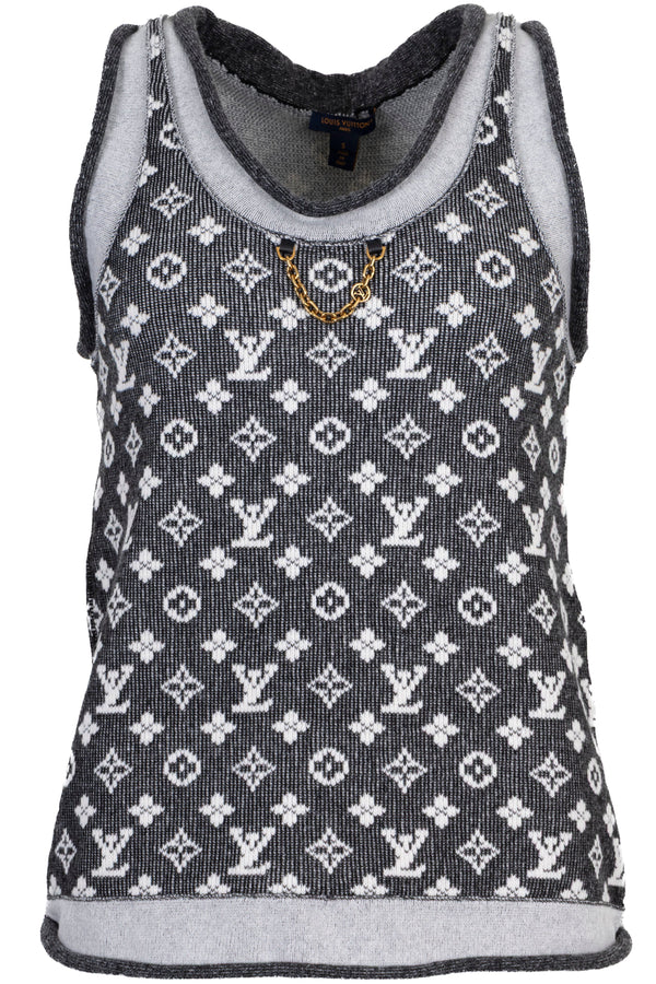 LOUIS VUITTON Top MNG Wool Black White