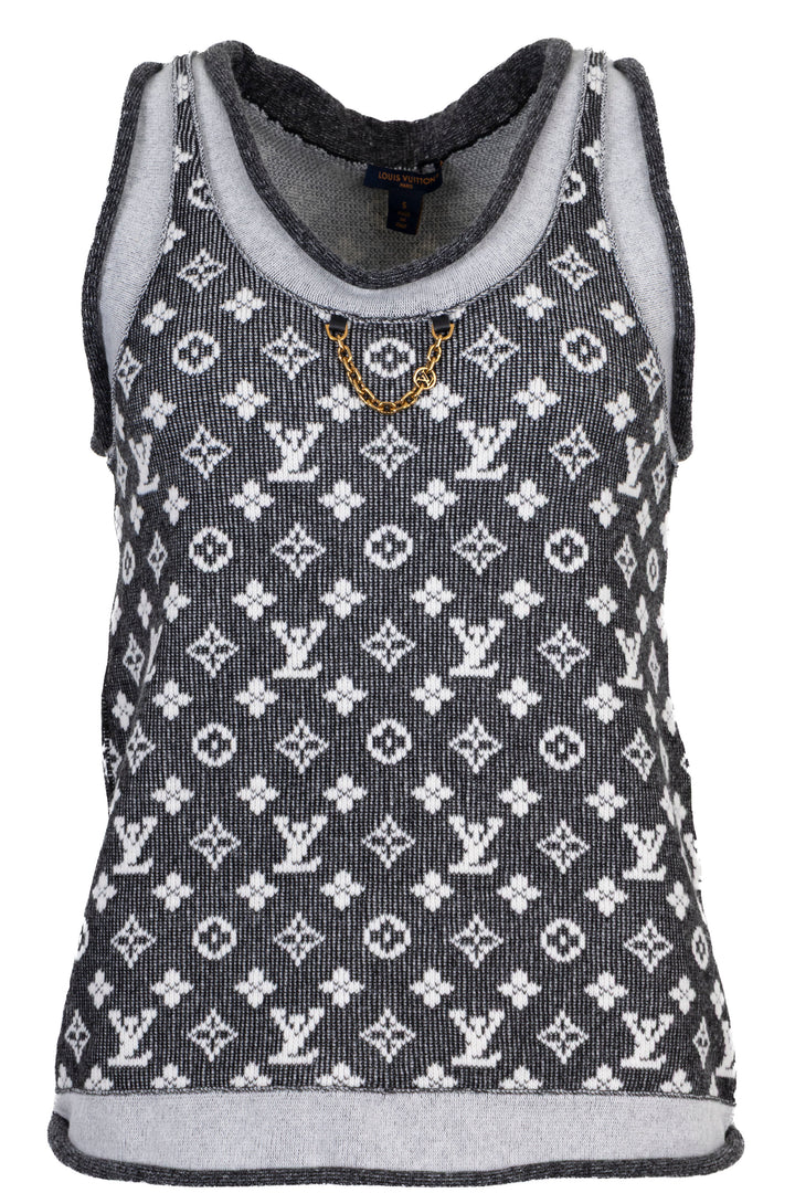 LOUIS VUITTON Top MNG Wool Black White