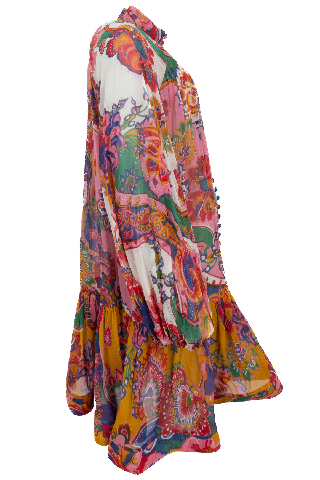 ZIMMERMANN Ruffled Paisley Dress Silk Cotton Multicolor