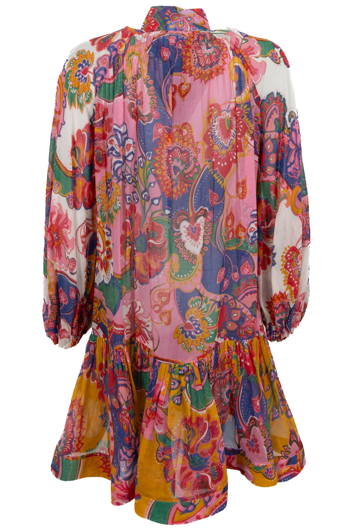 ZIMMERMANN Ruffled Paisley Dress Silk Cotton Multicolor