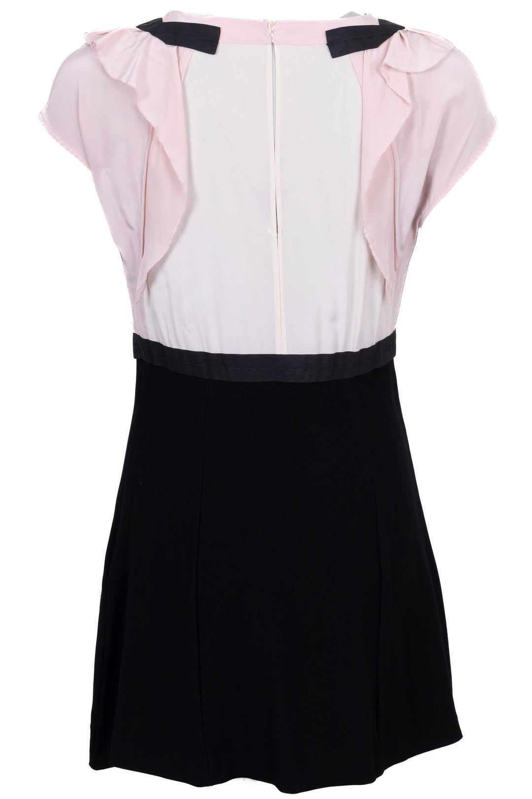 MIU MIU Robe Vintage à Volants Soie Rose Noir
