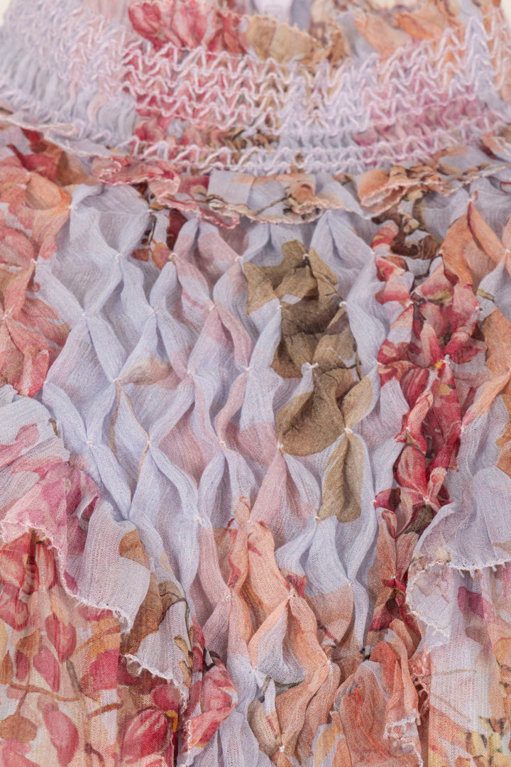 ZIMMERMANN Robe Flowers Soie Rose Bleu