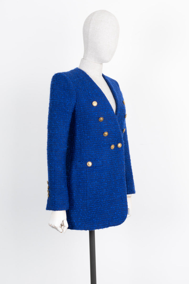 SAINT LAURENT Tweed Jacket Blue