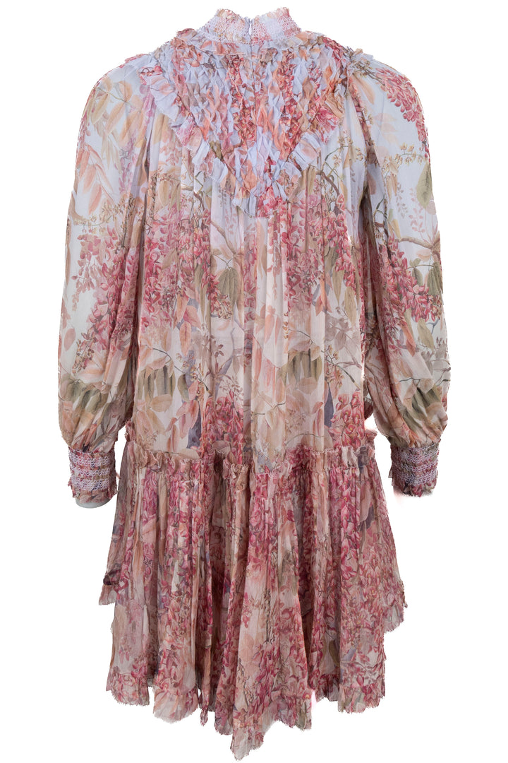 ZIMMERMANN Robe Flowers Soie Rose Bleu