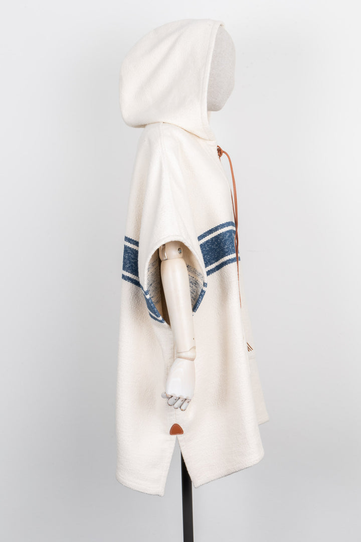 CELINE Poncho Cotton Ivory & Blue