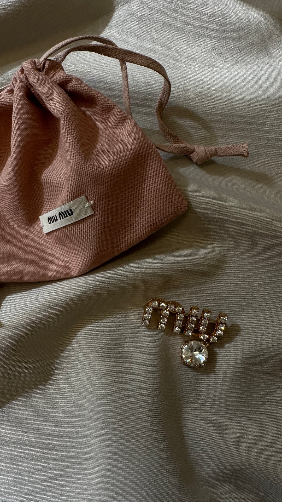 MIU MIU Crystal Logo Brooch