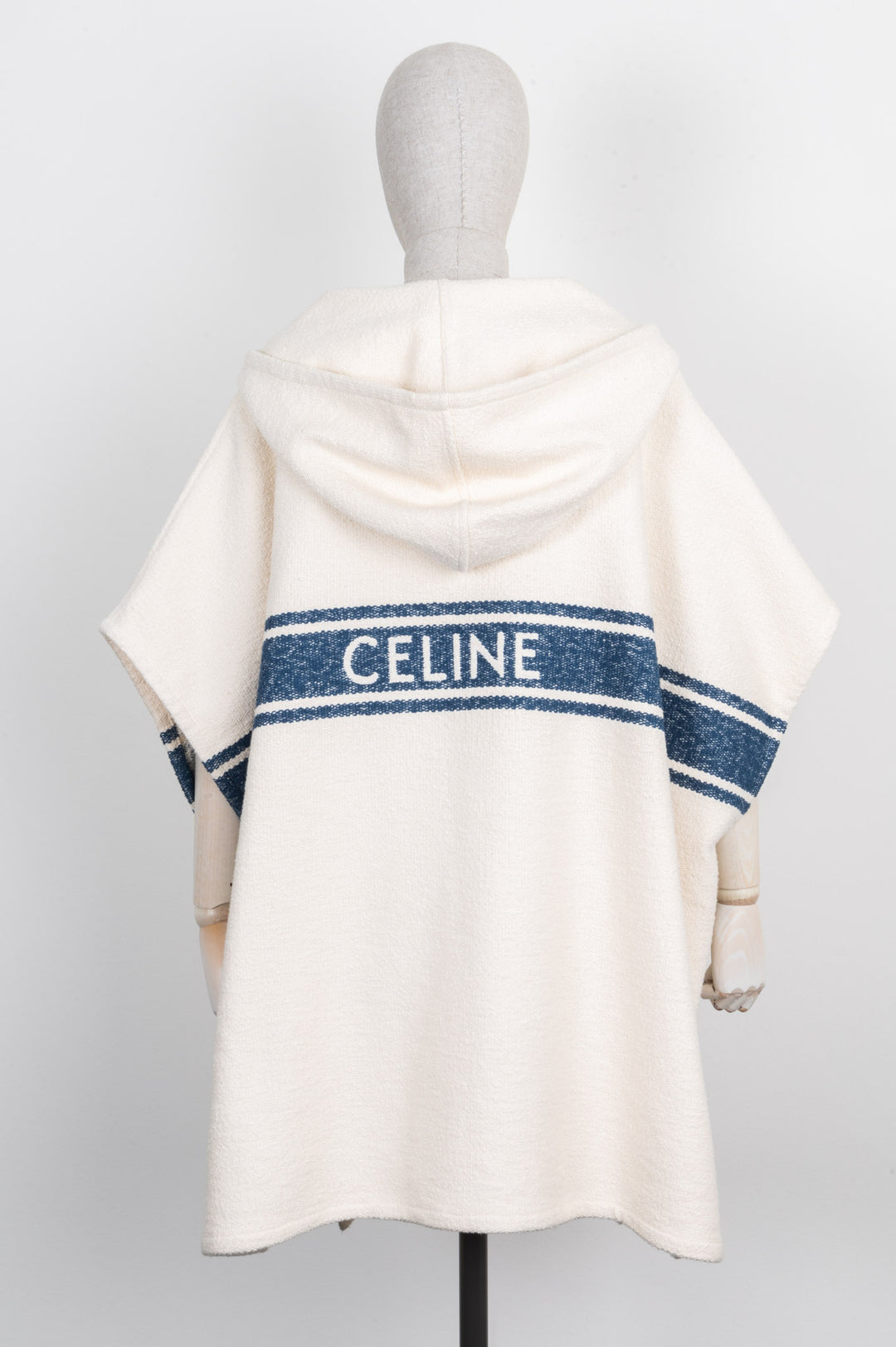 CELINE Poncho Cotton Ivory & Blue