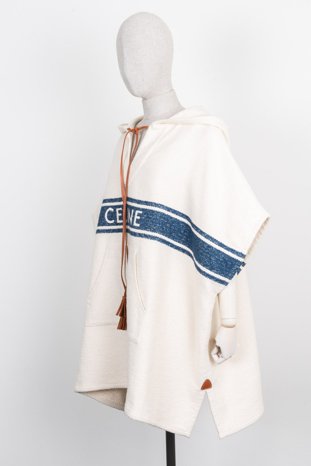 CELINE Poncho Cotton Ivory & Blue