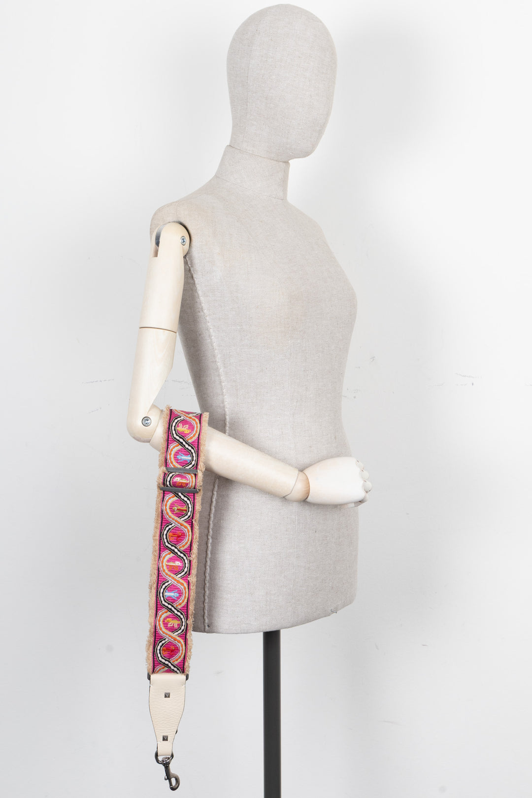 VALENTINO Snake Rockstud Bag Strap Canvas Pink