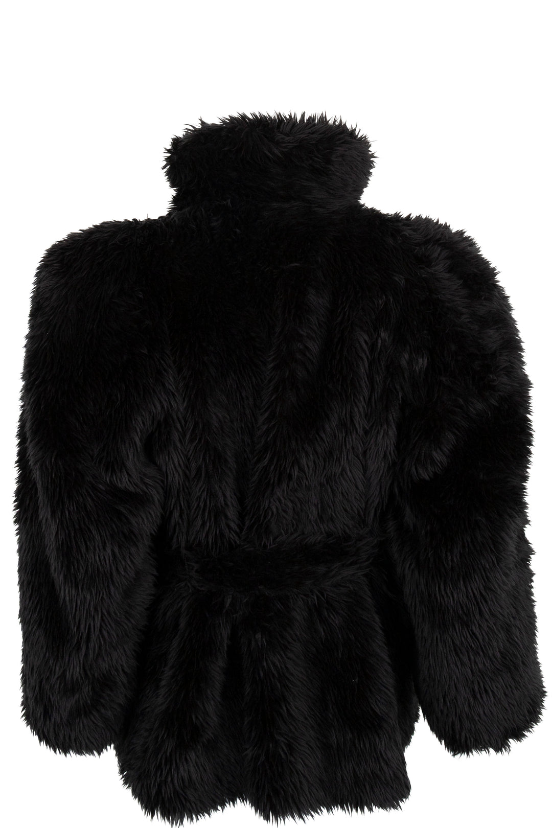 BALENCIAGA Teddy Belted Faux-Fur Jacket Black