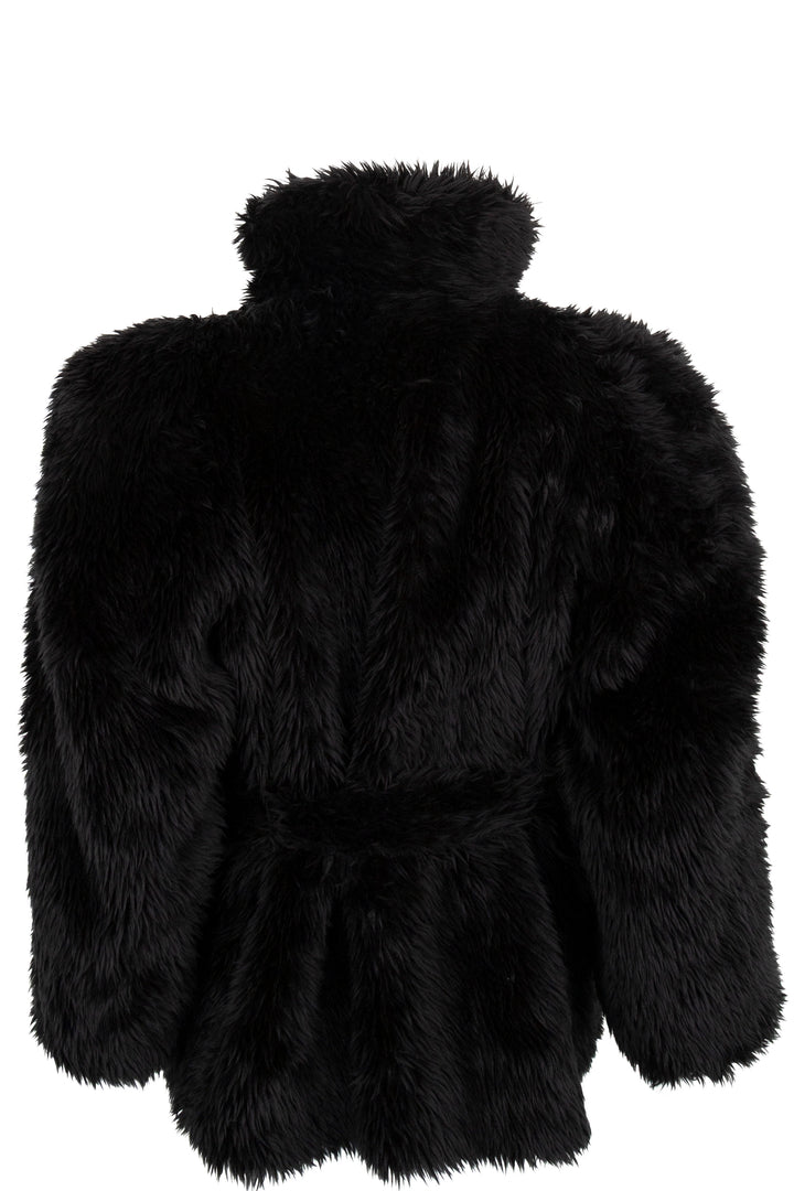 BALENCIAGA Teddy Belted Faux-Fur Jacket Black