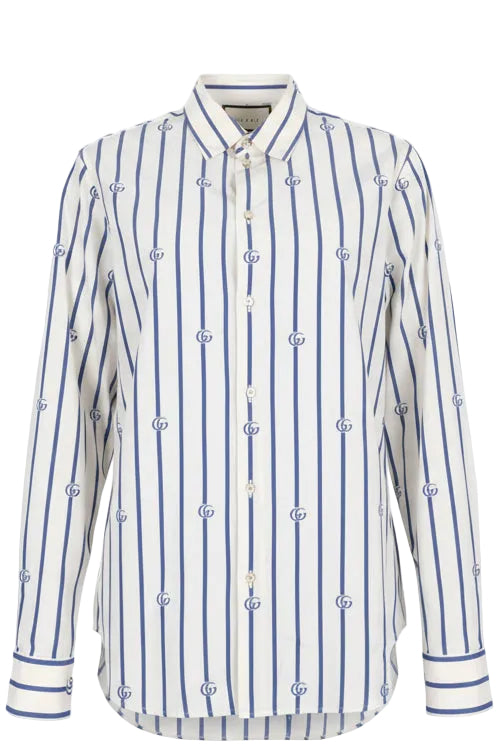Chemise GUCCI rayée GG blanc bleu