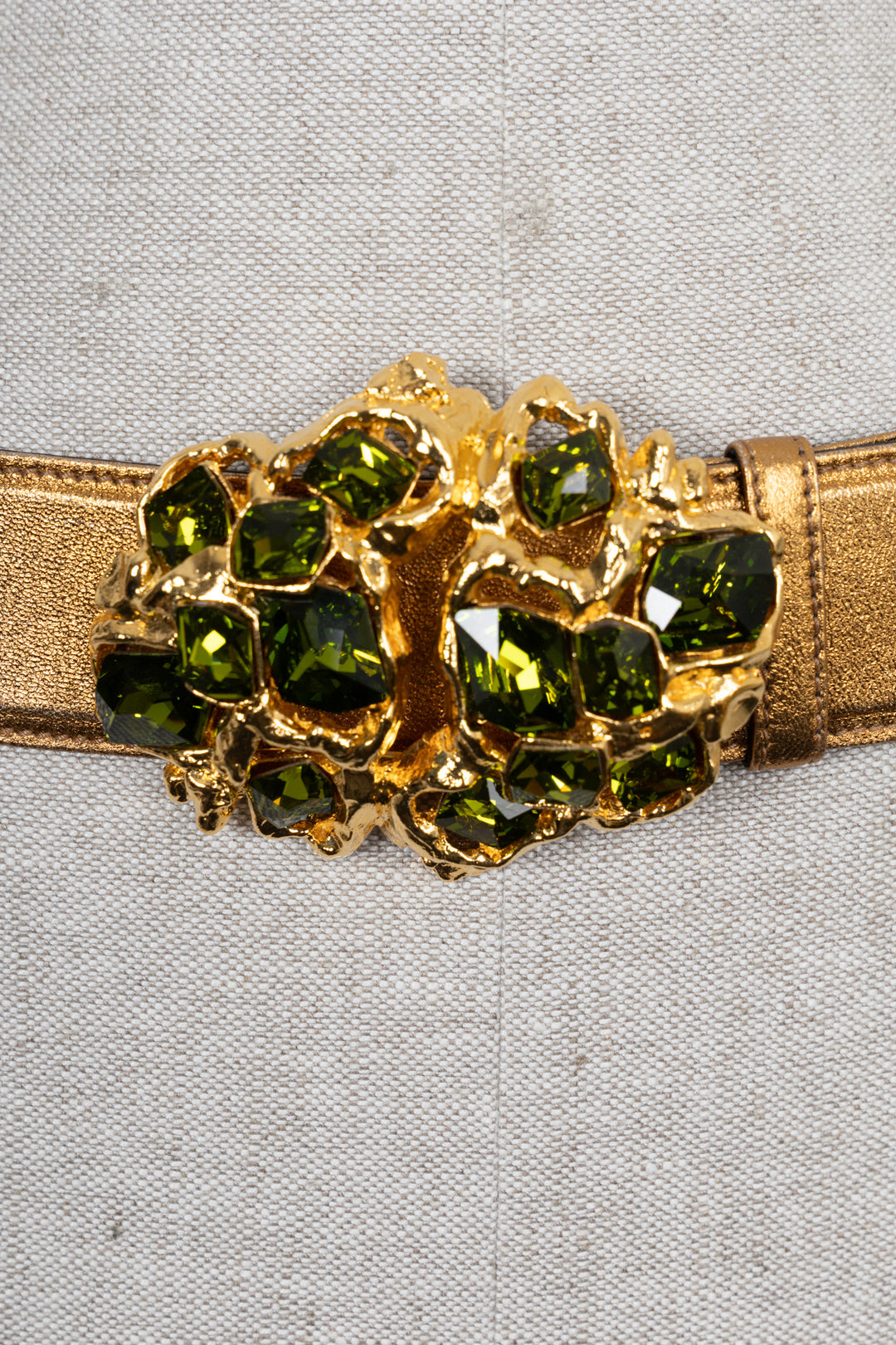 MIU MIU Crystal Buckle Belt Leather Gold