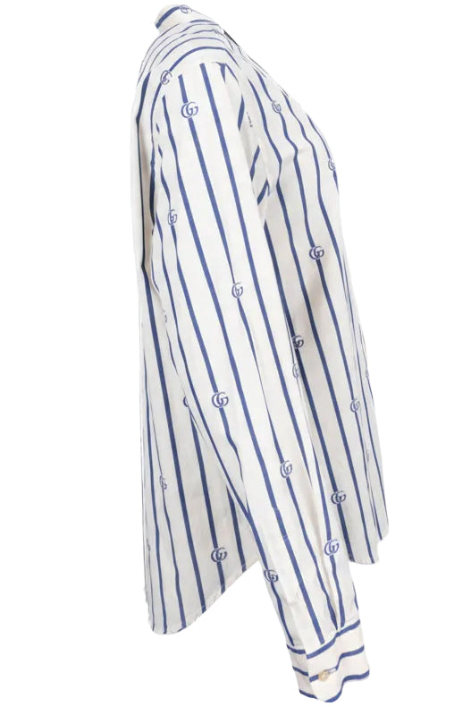 Chemise GUCCI rayée GG blanc bleu