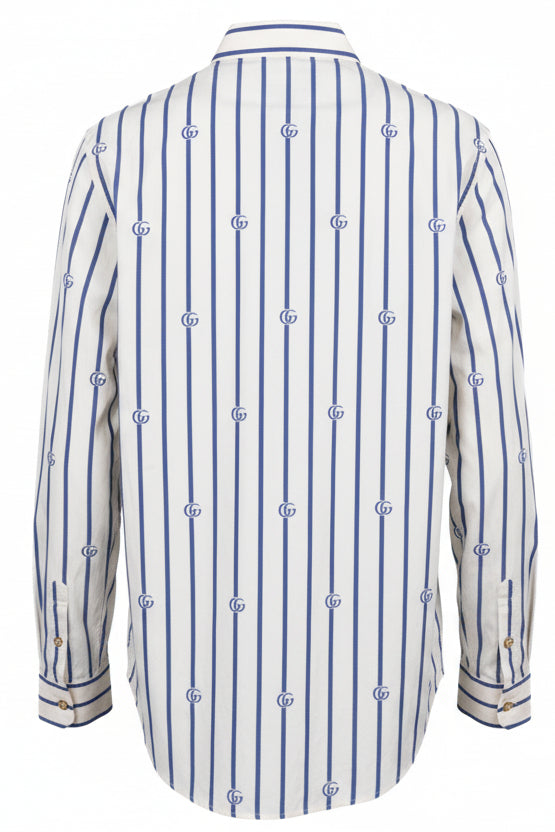 Chemise GUCCI rayée GG blanc bleu